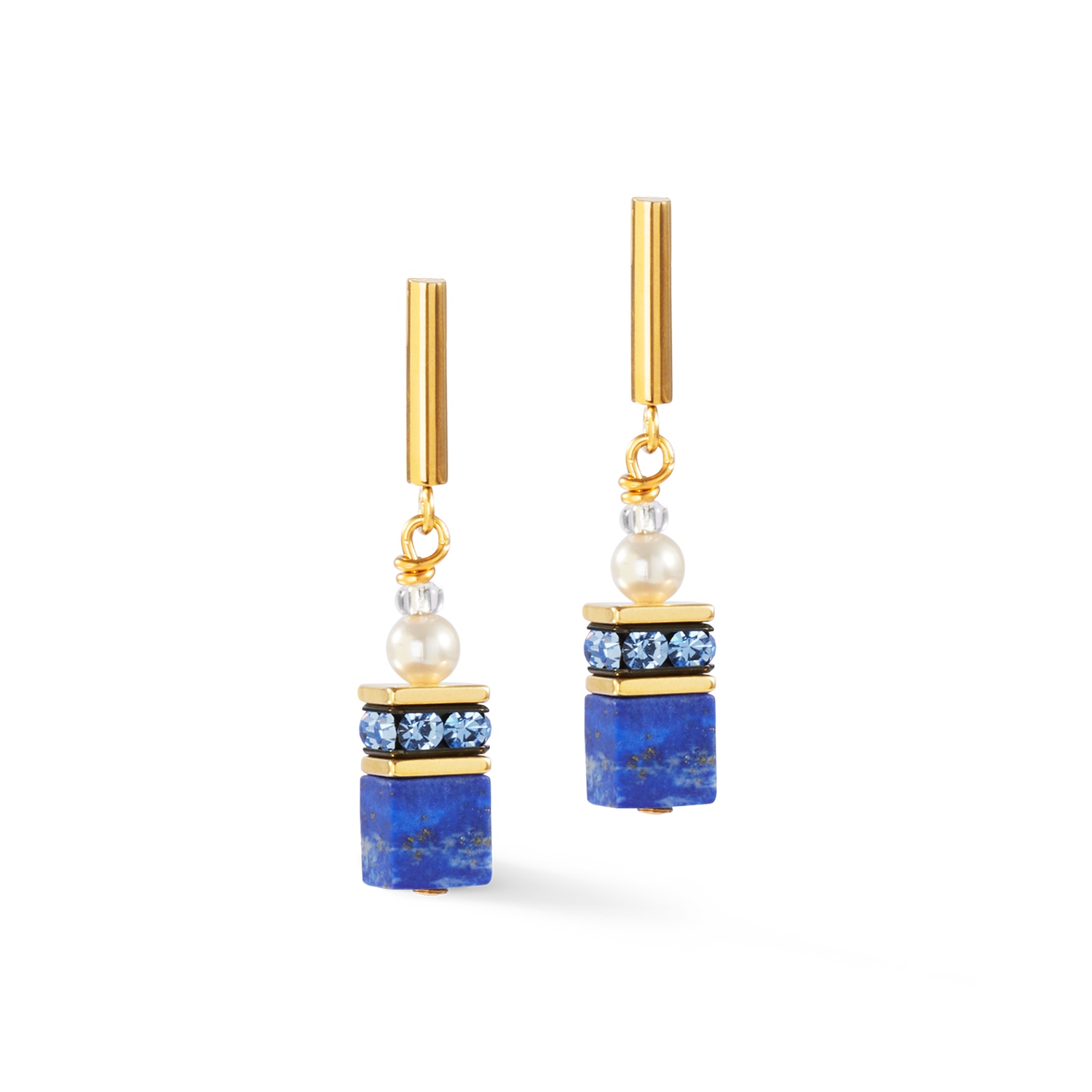 Boucles d'oreilles GeoCUBE® Precious Fusion Pearls bleu