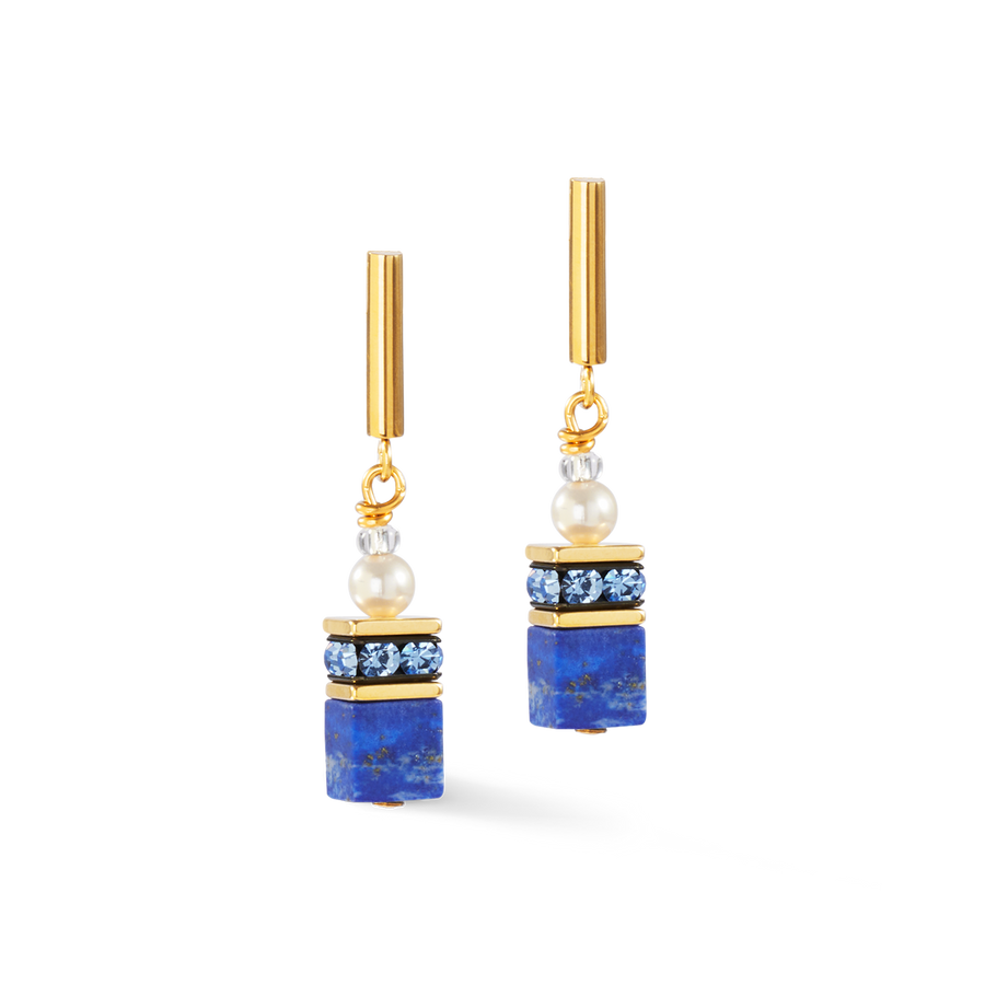 Boucles d'oreilles GeoCUBE® Precious Fusion Pearls bleu