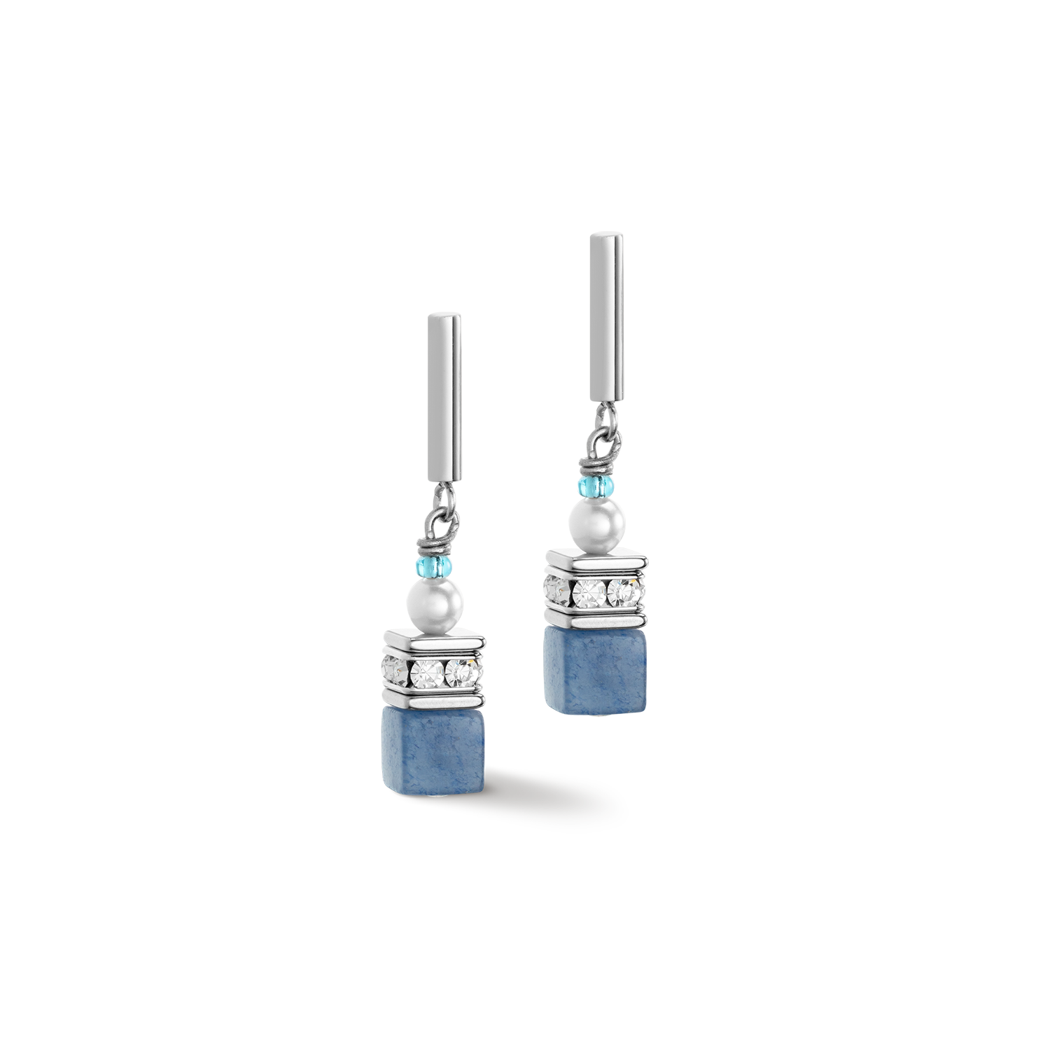 Boucles d'oreille GeoCUBE® Precious Fusion Pearls aqua bleu