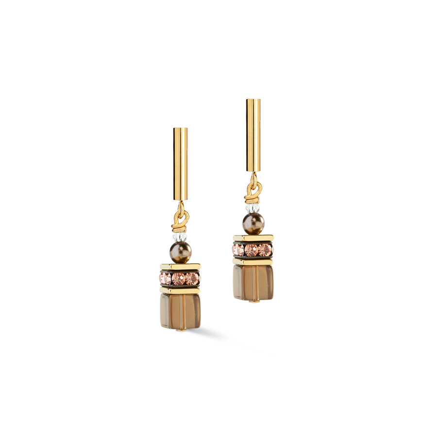 Boucles d'oreilles GeoCUBE® Precious Fusion Pearls Mocha Mousse