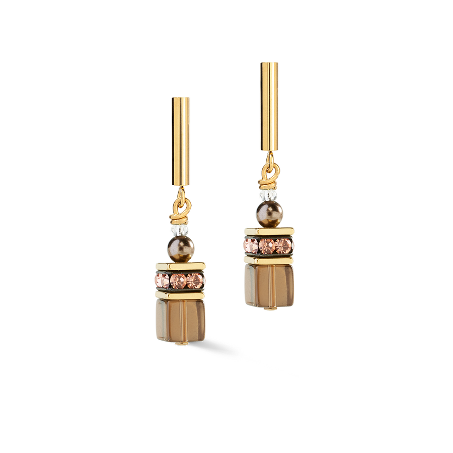 Boucles d'oreilles GeoCUBE® Precious Fusion Pearls Mocha Mousse