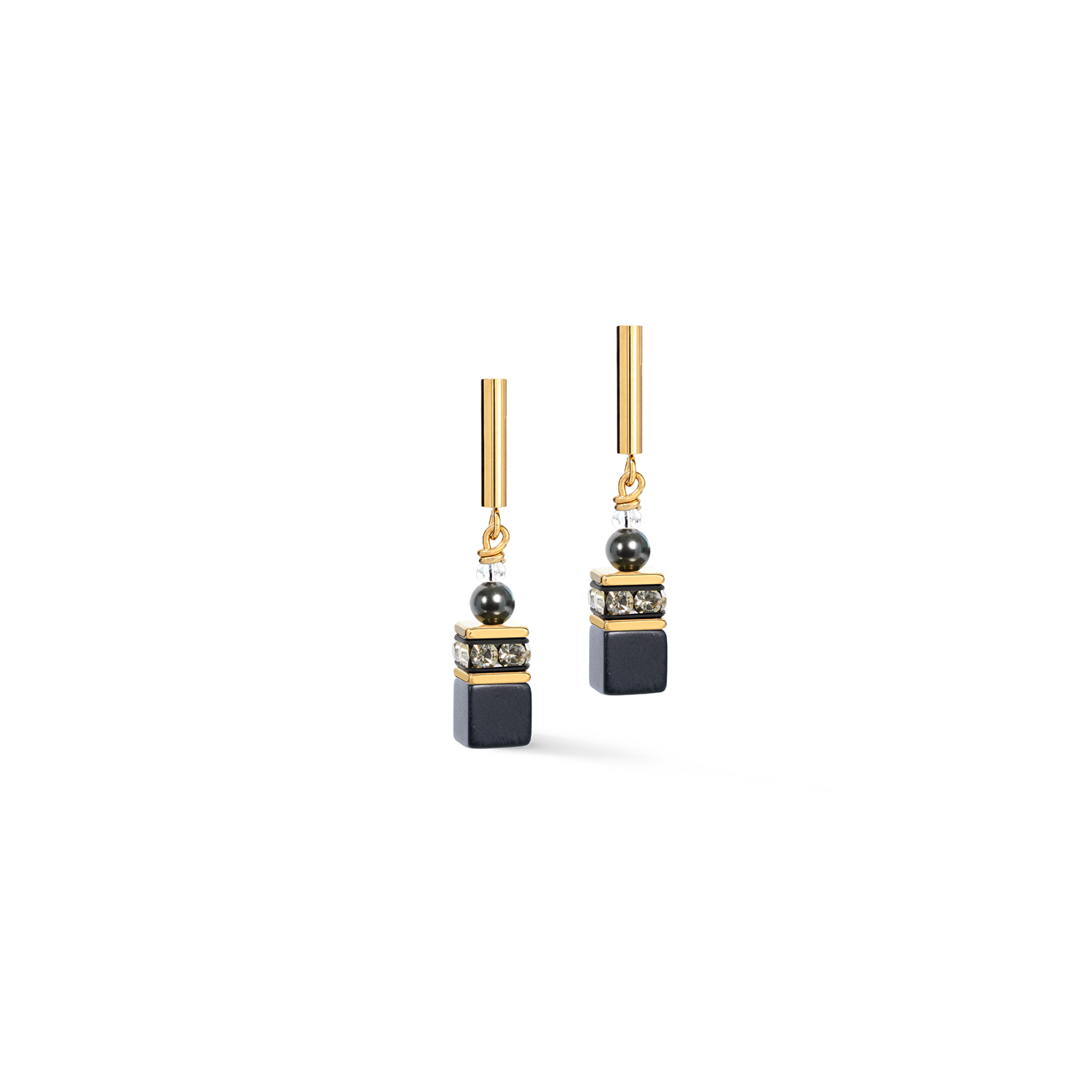 GeoCUBE® Precious Fusion Pearls Boucles d'oreilles Anthracite Glow