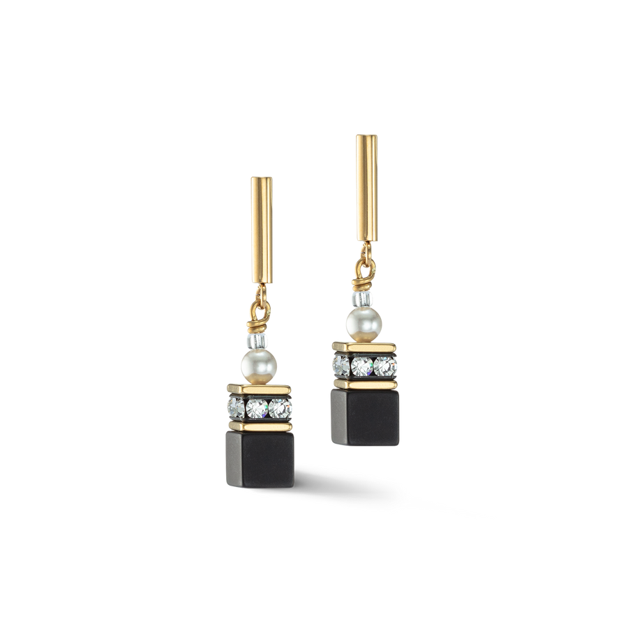 Boucles d’oreilles GeoCUBE® Precious Fusion Pearls noir-or