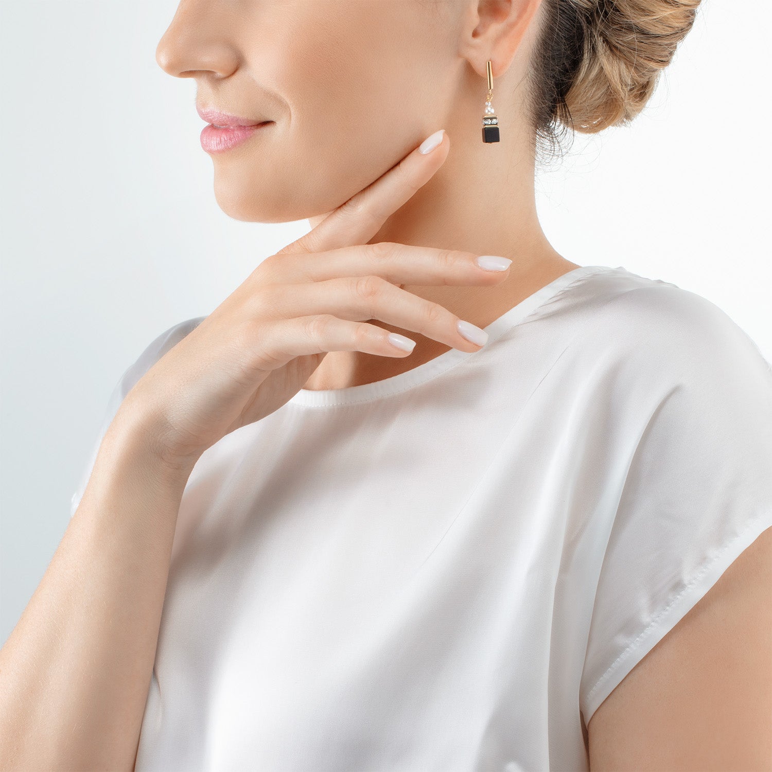 Boucles d’oreilles GeoCUBE® Precious Fusion Pearls noir-or