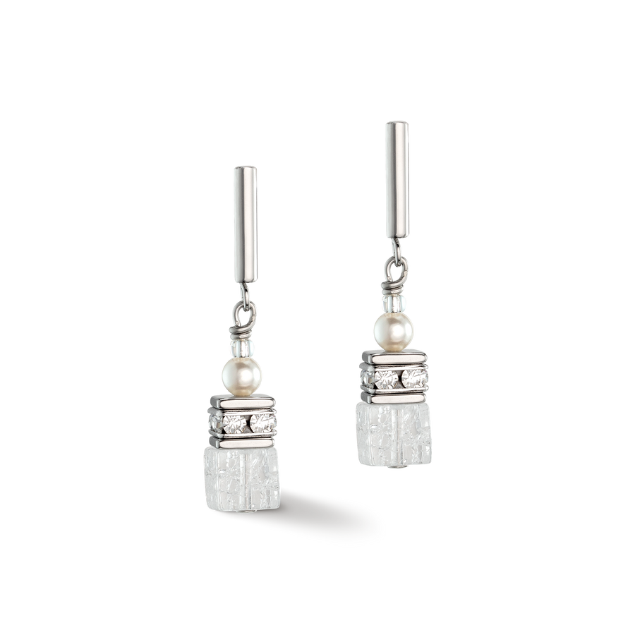 Boucles d'oreilles GeoCUBE® Precious Fusion Pearls blanc