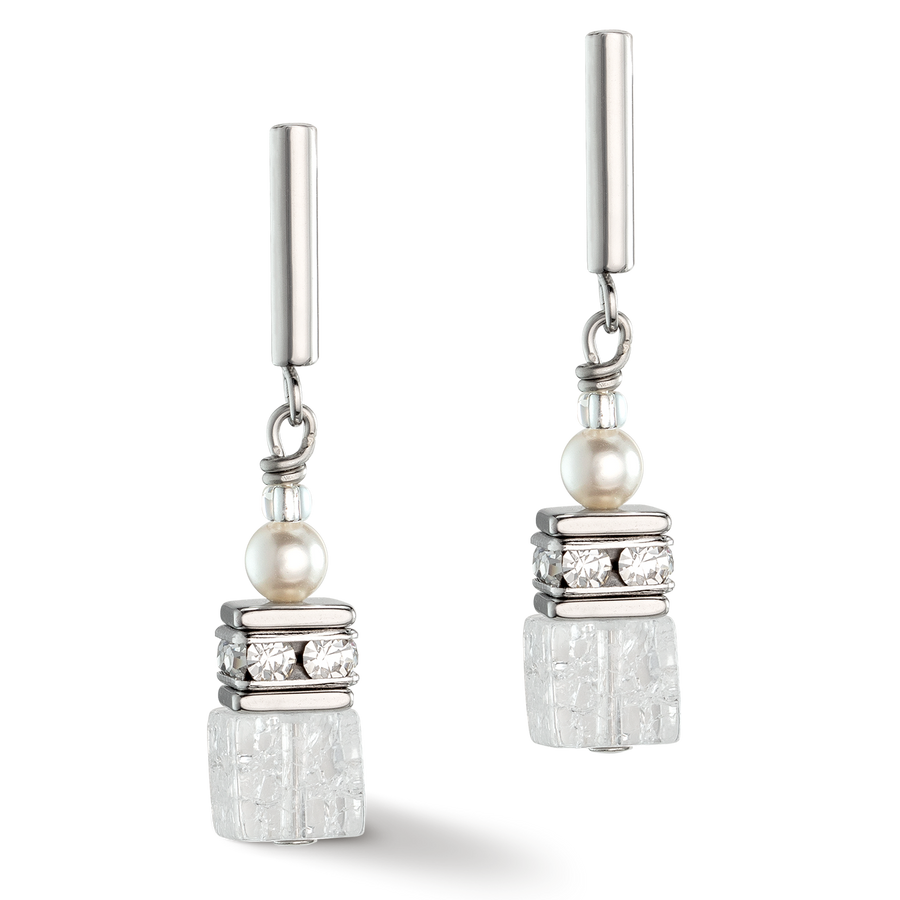 Boucles d'oreilles GeoCUBE® Precious Fusion Pearls blanc