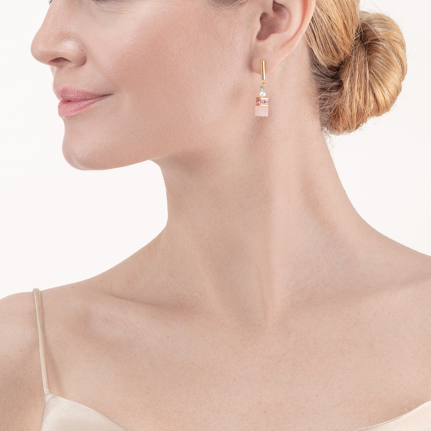 Boucles d'oreilles GeoCUBE® Precious Fusion Pearls blanc