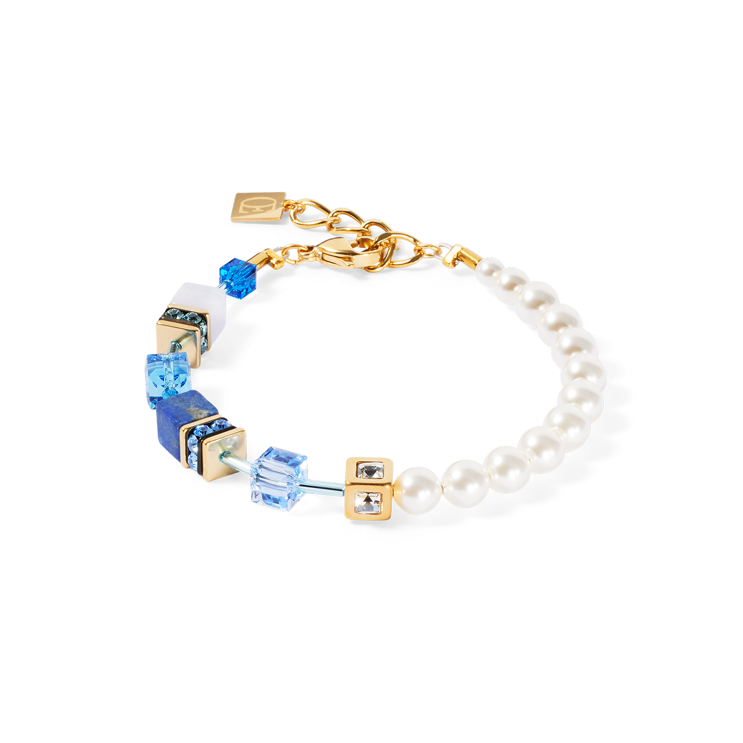 Bracelet GeoCUBE® Precious Fusion Pearls bleu