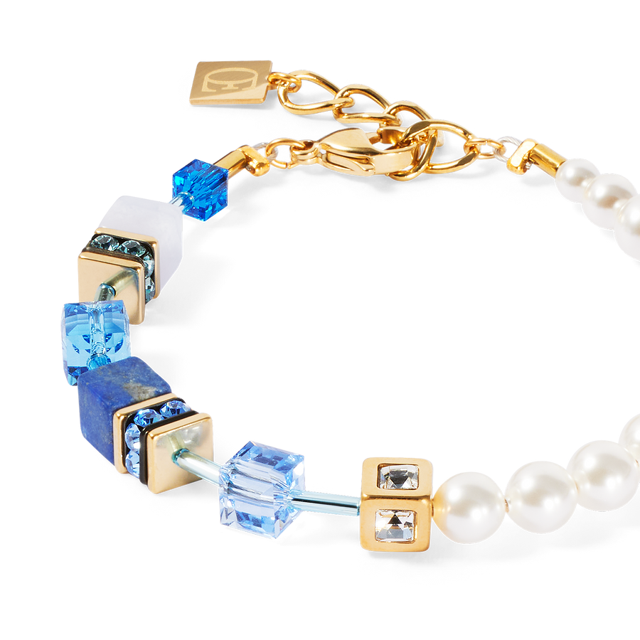 Bracelet GeoCUBE® Precious Fusion Pearls bleu