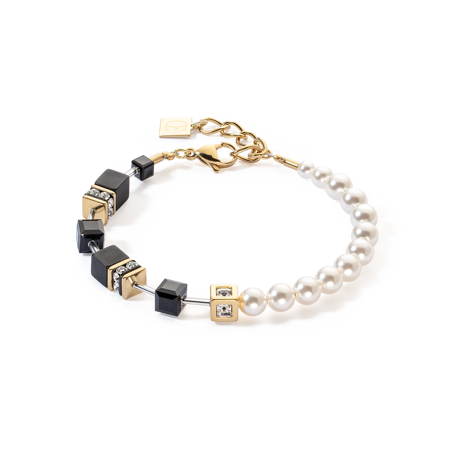 Bracelet GeoCUBE® Precious Fusion Pearls noir-or