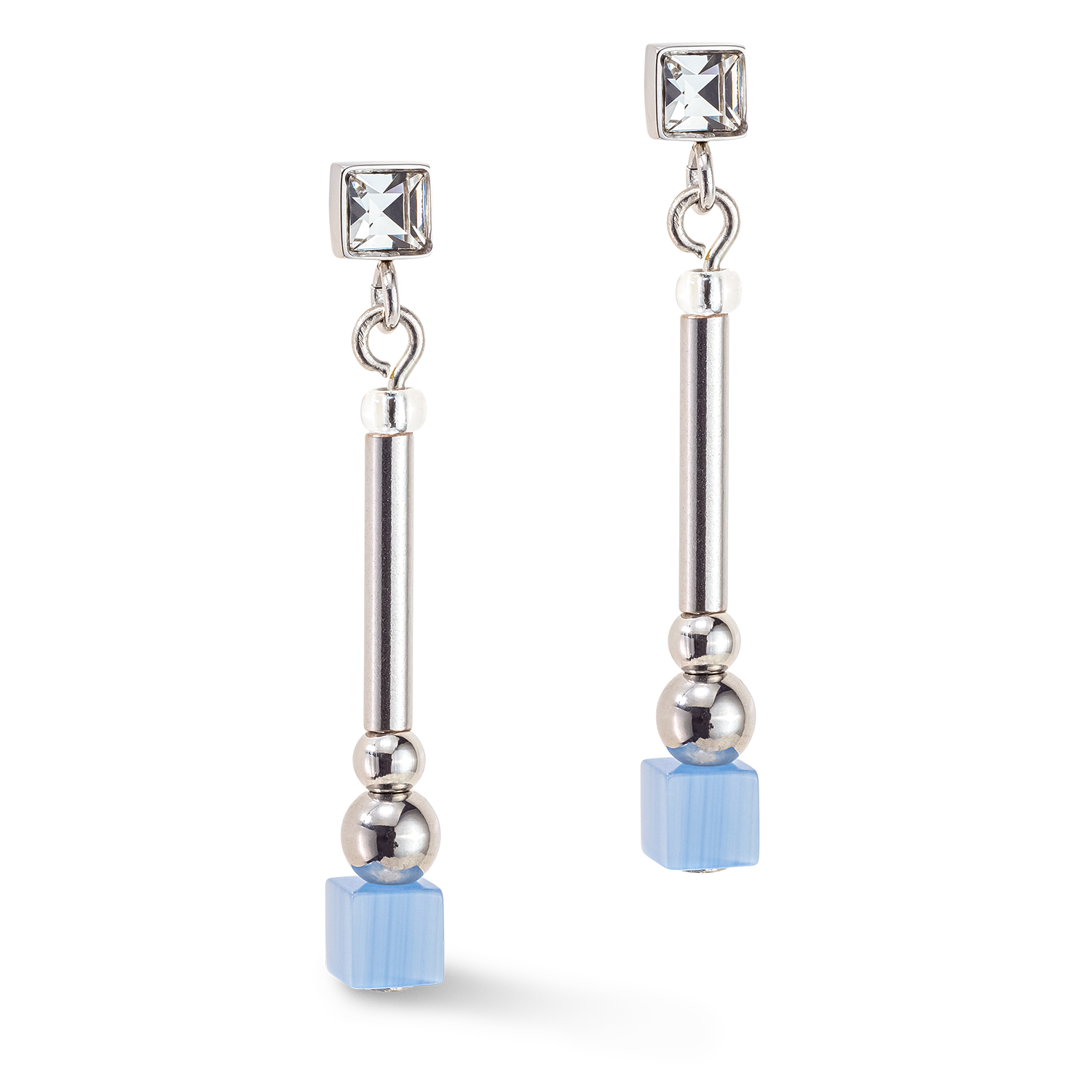 Boucles d'oreille Brilliant Square Layer argent bleu clair rose