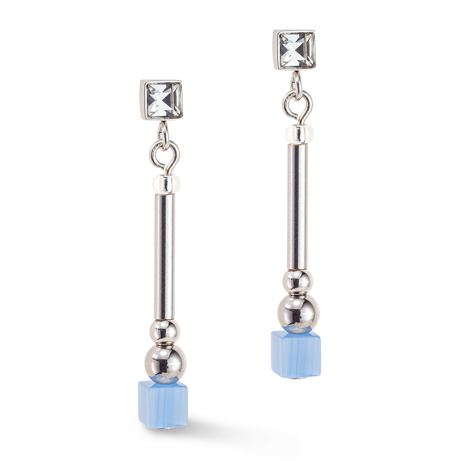 Boucles d'oreille Brilliant Square Layer argent bleu clair rose
