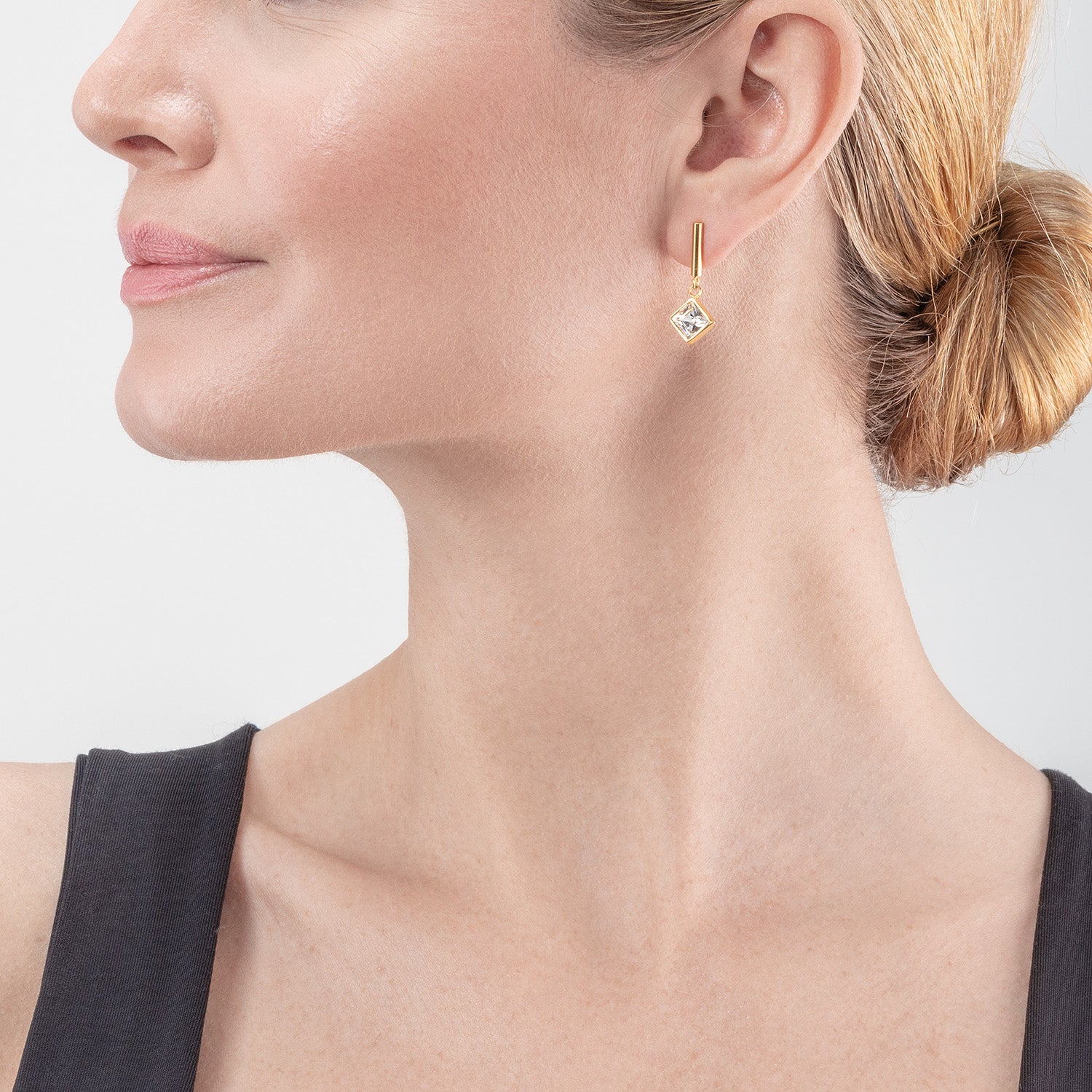 Boucles d'oreille Brilliant Square or-cristal