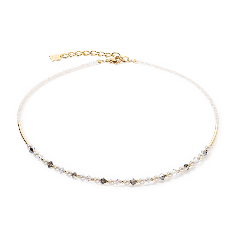 Collier Princess Pearls gris-cristal