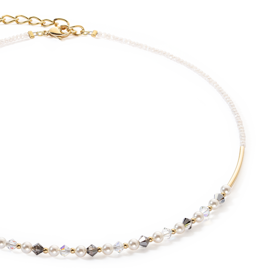 Collier Princess Pearls gris-cristal