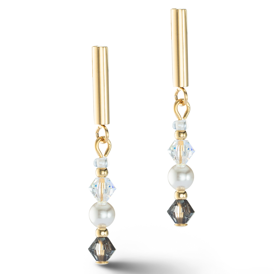 Boucles d'oreilles Princess Pearls gris-cristal