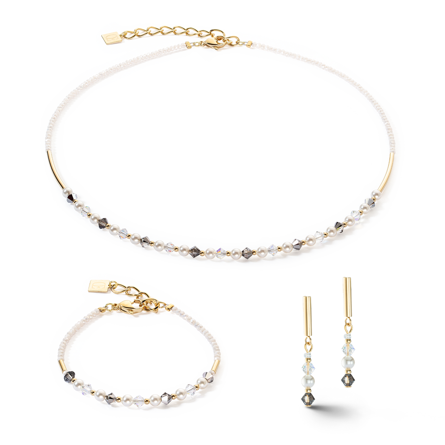 Boucles d'oreilles Princess Pearls gris-cristal