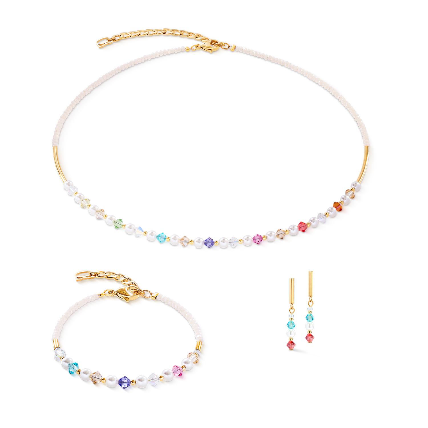 Boucles d'oreilles Princess Pearls or-rainbow