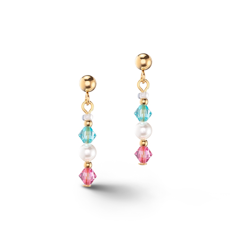 Boucles d'oreilles Princess Pearls or multicolore