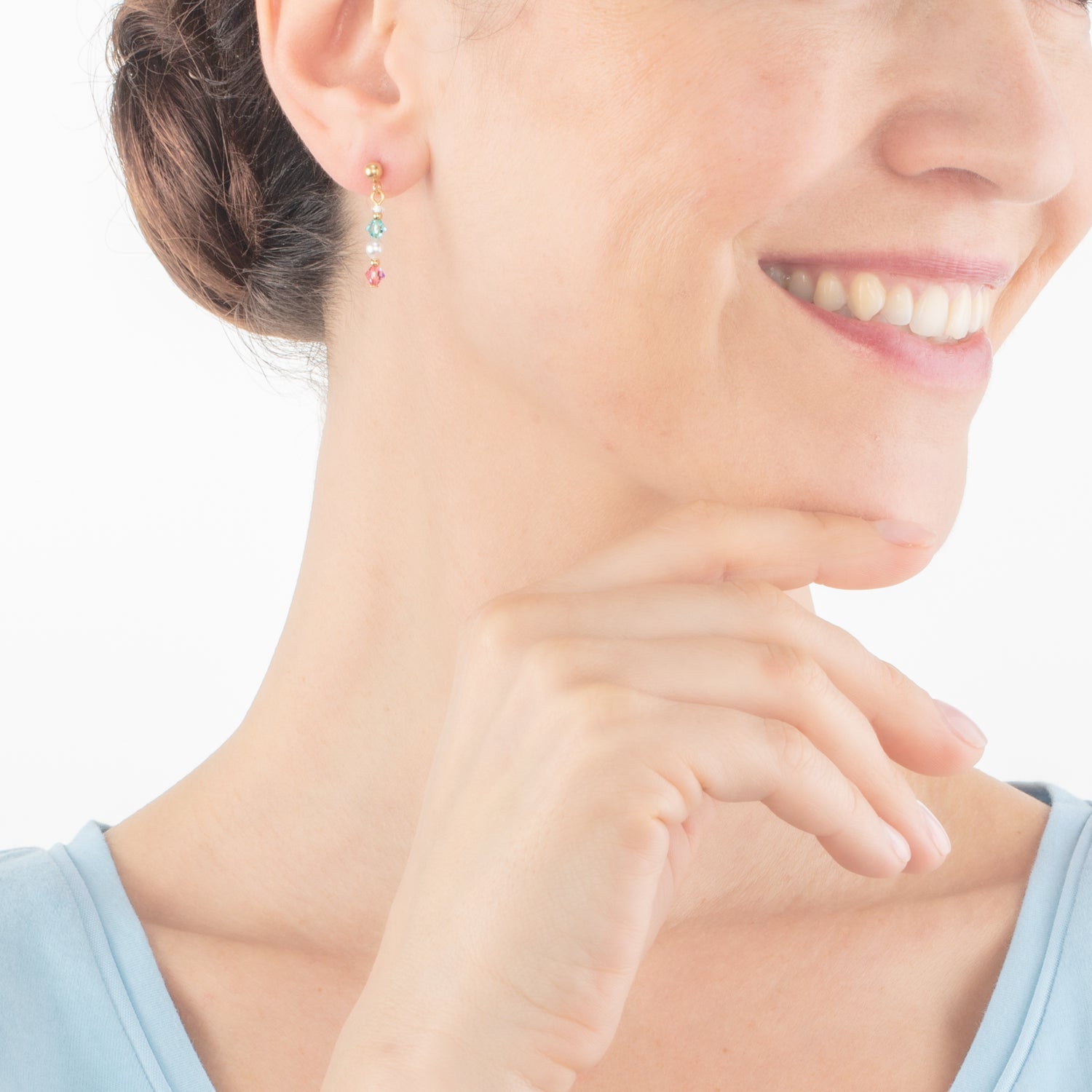 Boucles d'oreilles Princess Pearls or multicolore