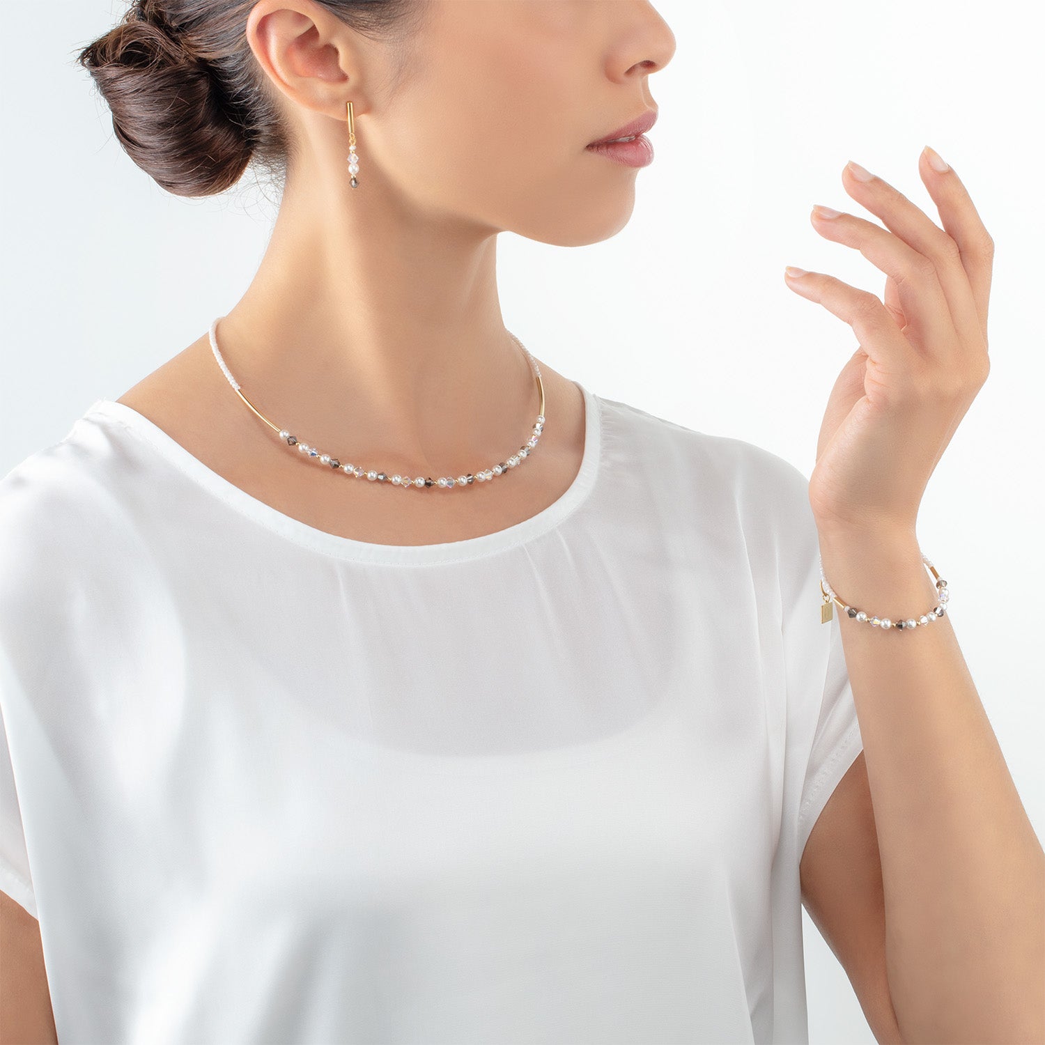 Bracelet Princess Pearls gris-cristal
