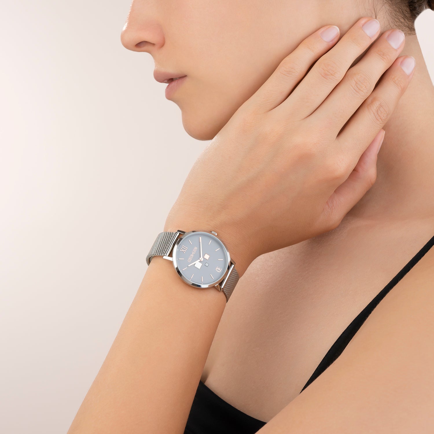 Montre Ronde Cool Grey Milanaise Acier Inoxydable