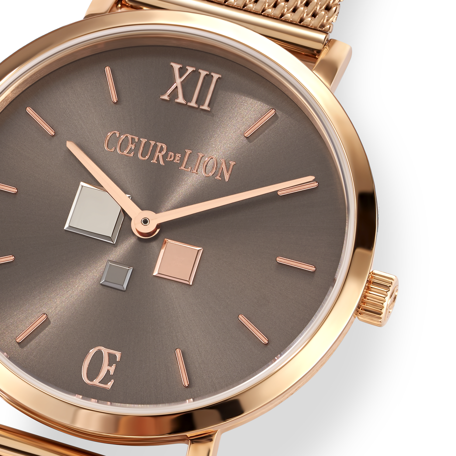 Montre Ronde Mocca Sunray Milanaise Acier Inoxydable Or Rose