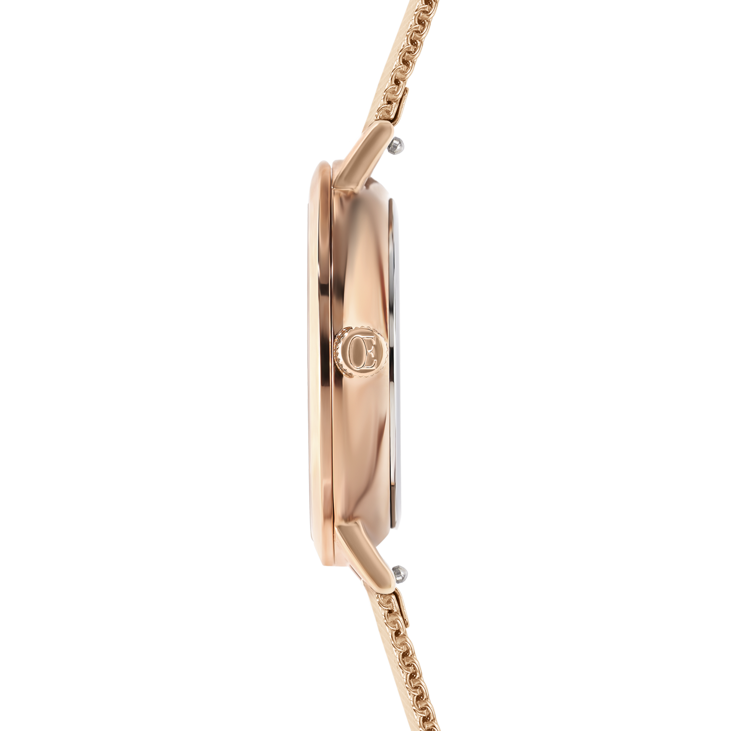 Montre Ronde Mocca Sunray Milanaise Acier Inoxydable Or Rose