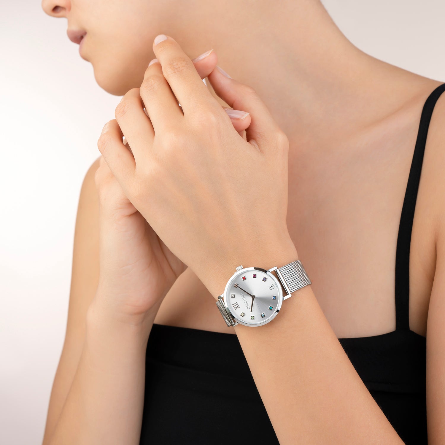 Montre Ronde Silver Sunray Milanaise Acier Inoxydable