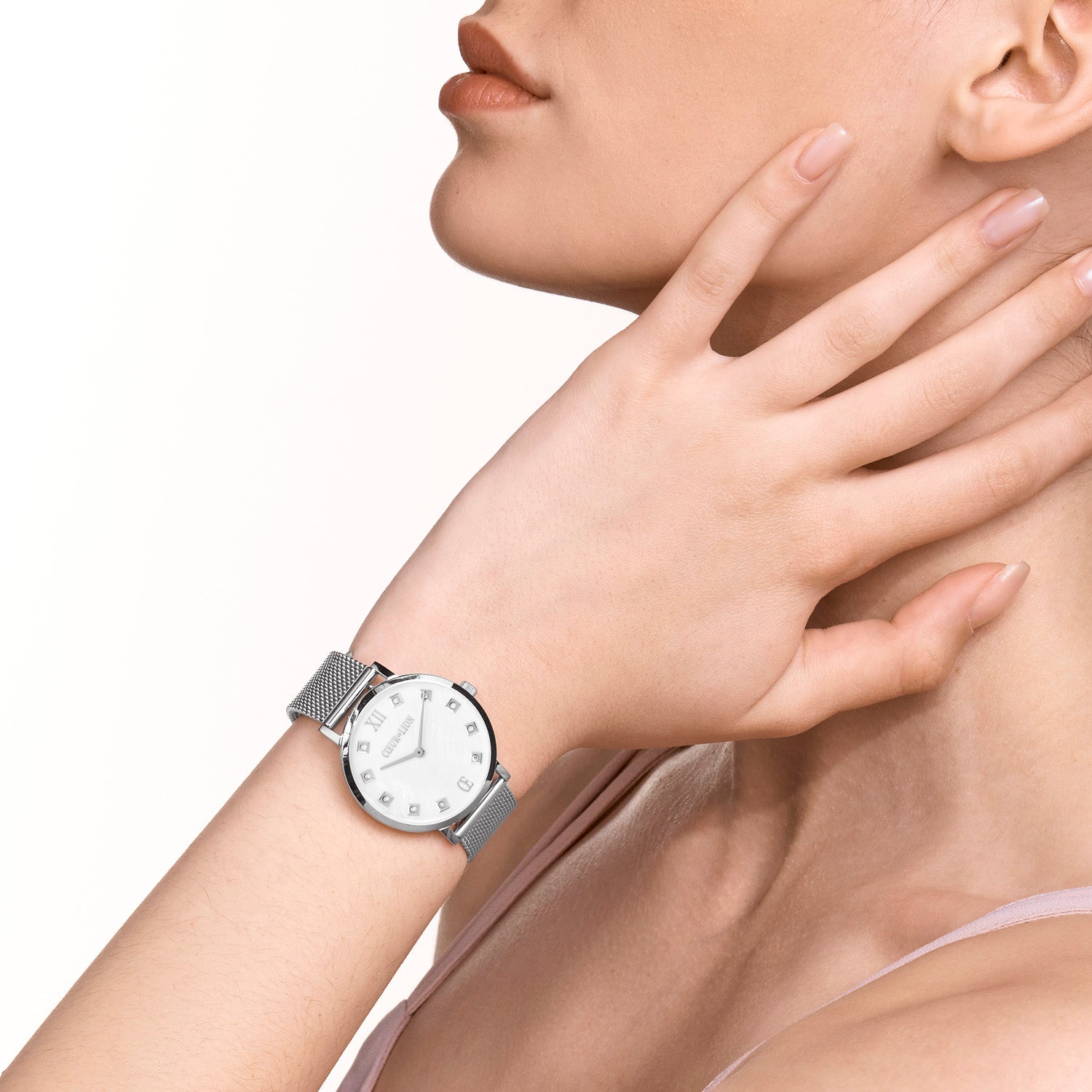 Montre Ronde Nacre Milanaise Acier inoxydable argenté