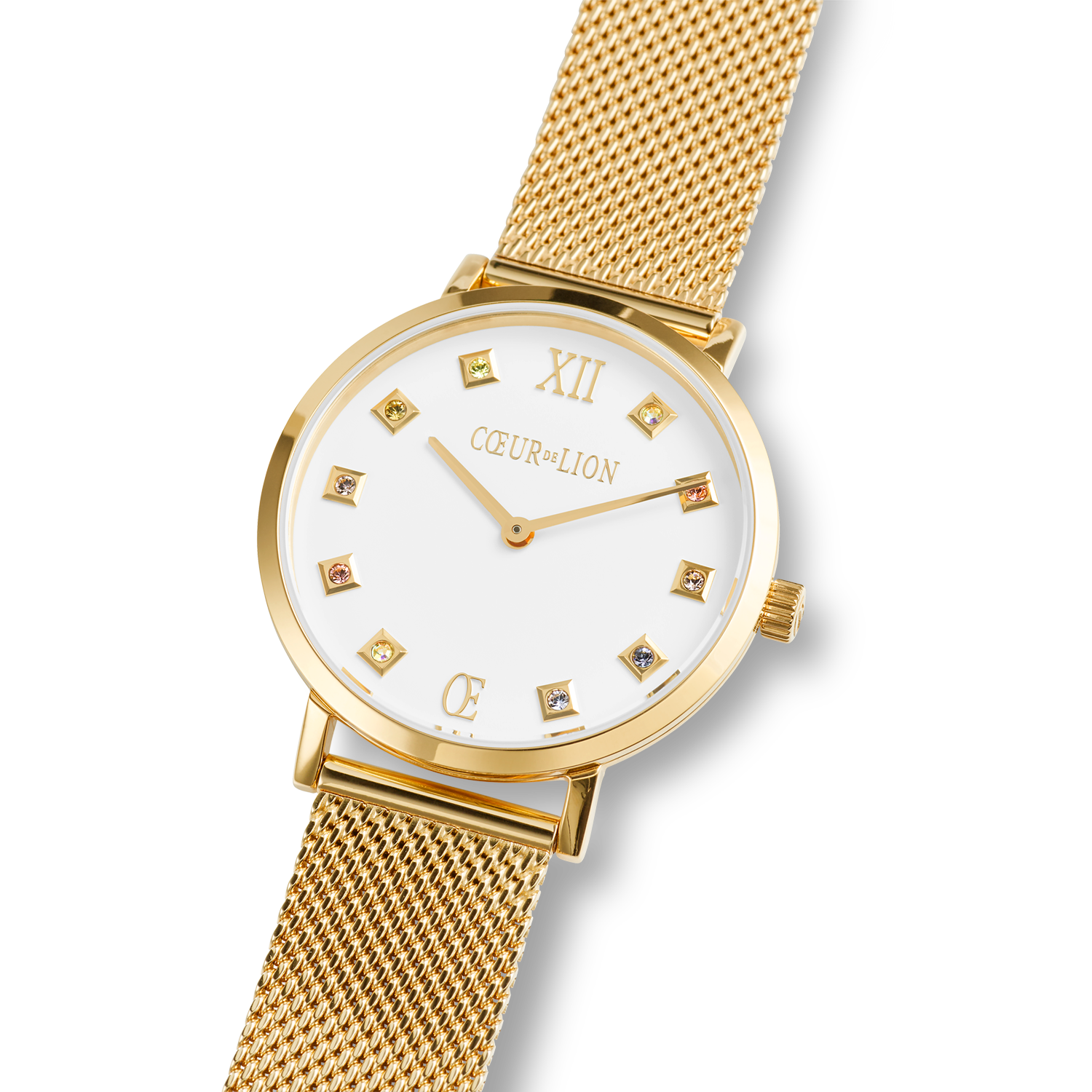 Montre Ronde Brilliant White Milanaise Acier Inoxydable Or