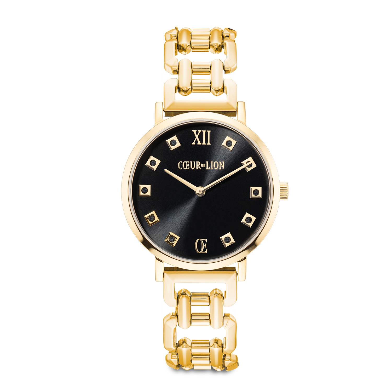 Montre Ronde Brilliant Glamourous Black Statement Gold