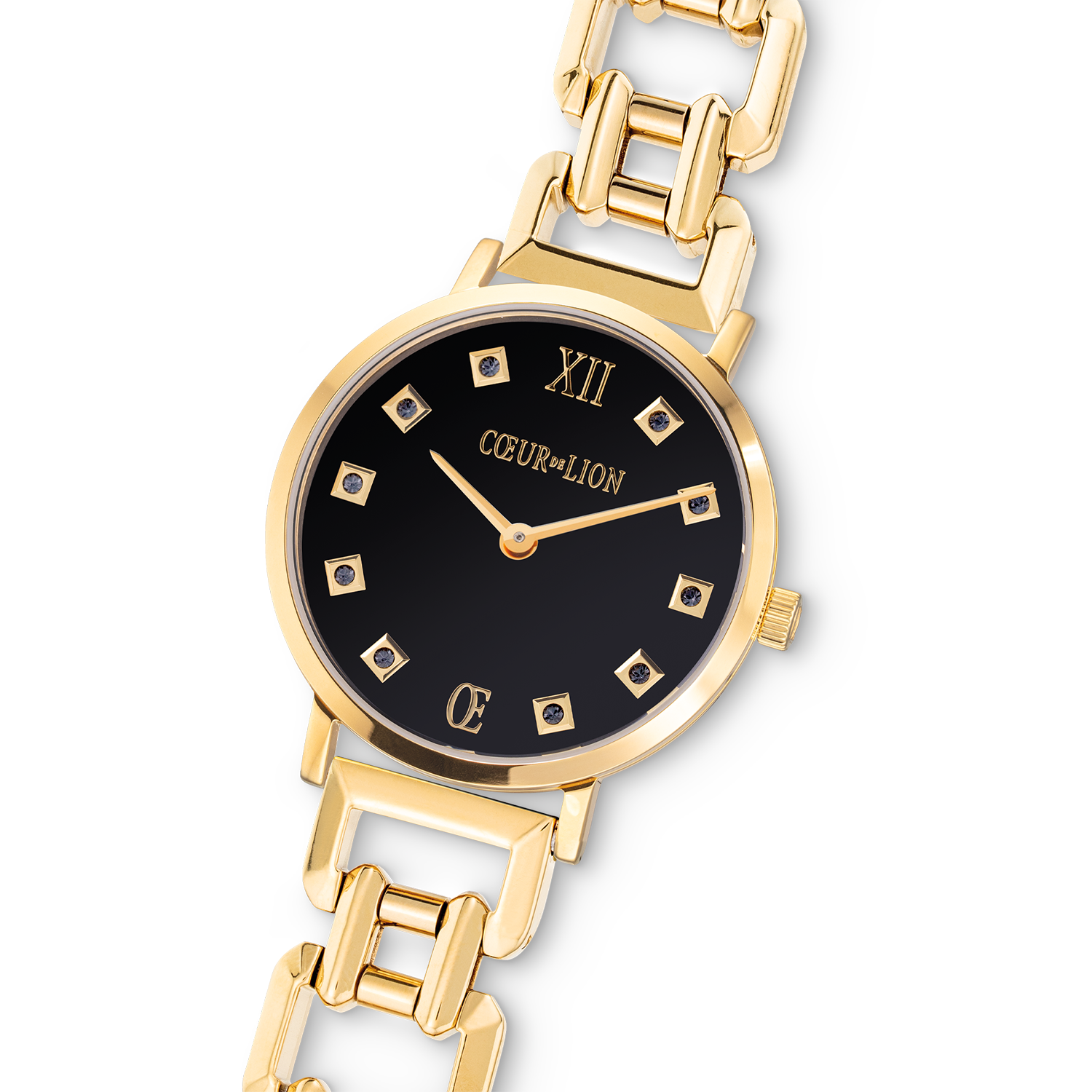 Montre Ronde Brilliant Glamourous Black Statement Gold