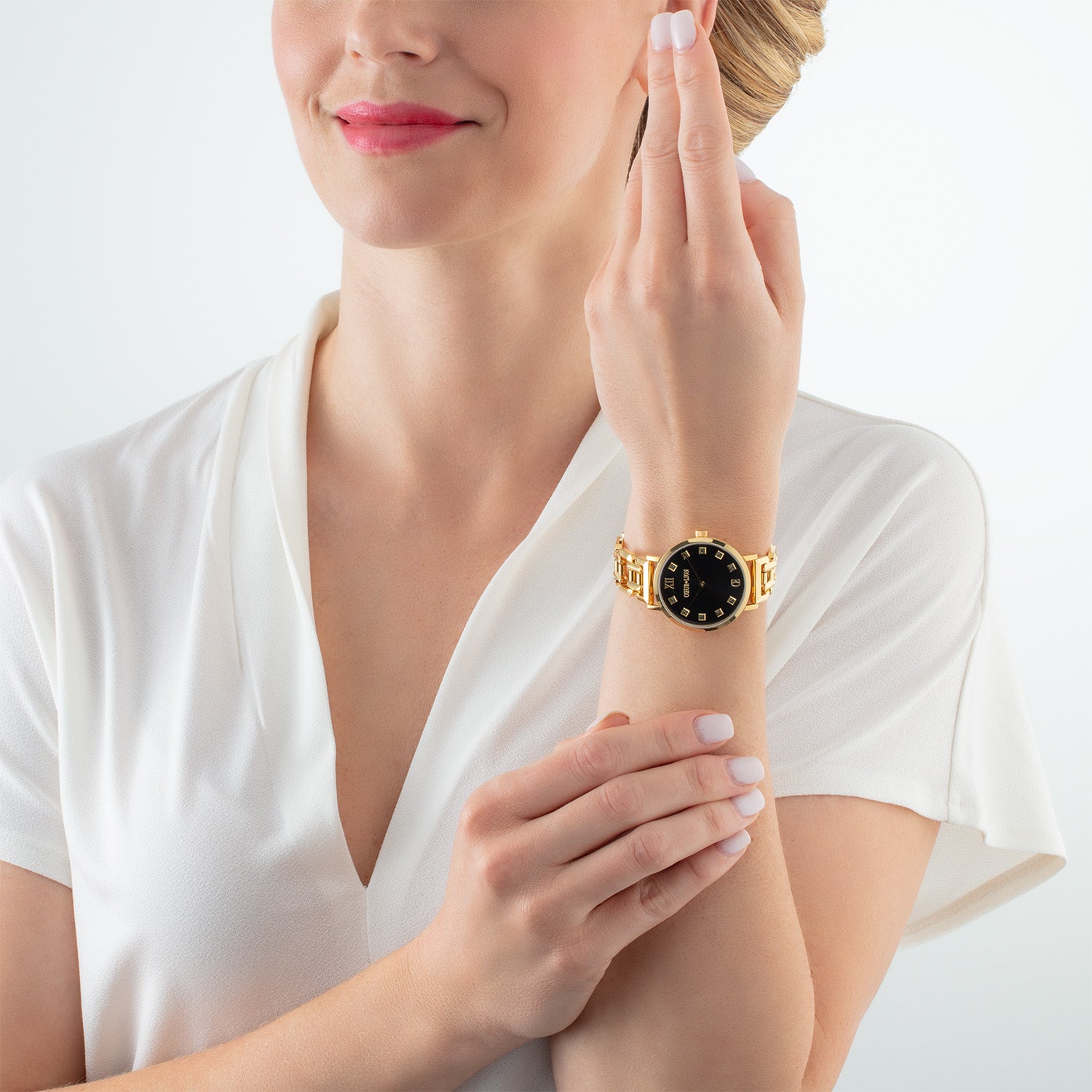 Montre Ronde Brilliant Glamourous Black Statement Gold