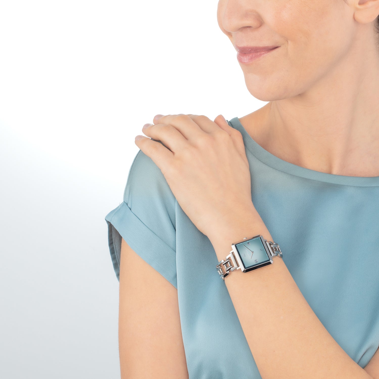 Montre Iconic Cube Ocean Cyan Statement argent