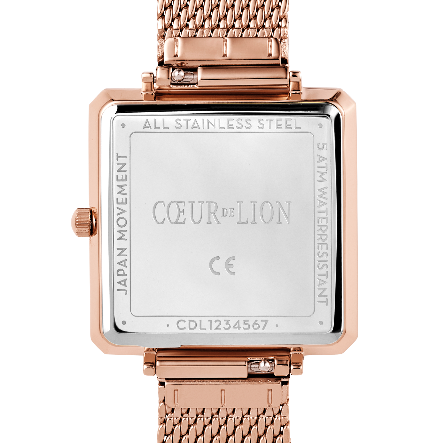 Montre Iconic Square Mocca Sunray Milanaise Acier Inoxydable Or Rose