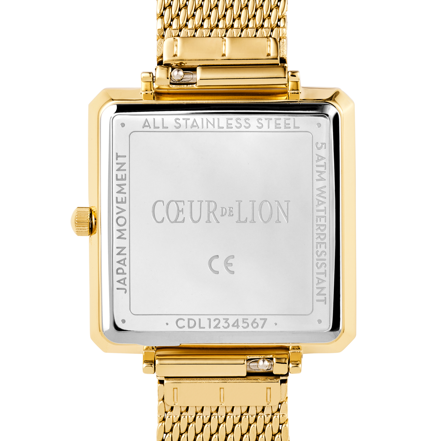 Montre Iconic Square Midnight Blue Sunray Milanaise Acier Inoxydable Or