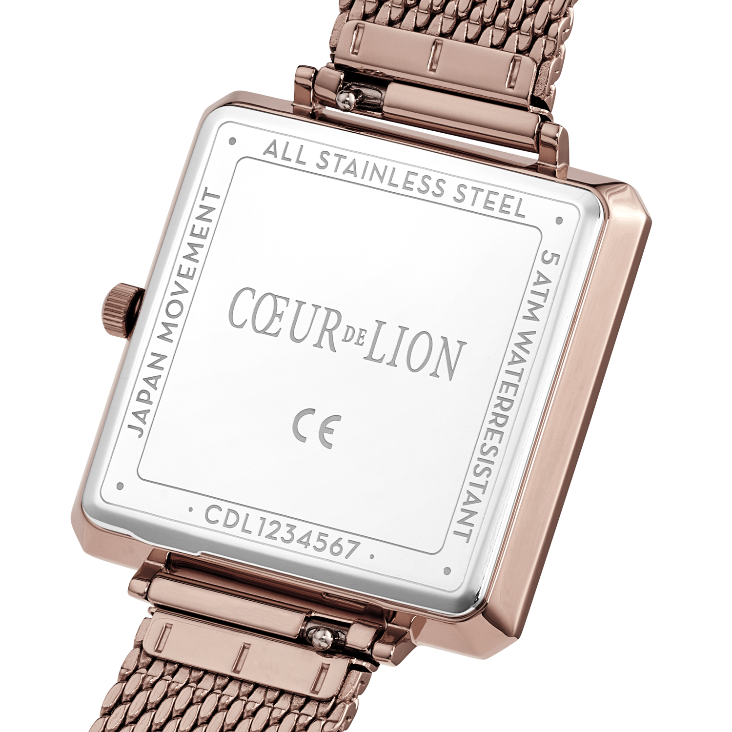 Montre Iconic Square Brilliant White Milanaise Acier Inoxydable Champagne