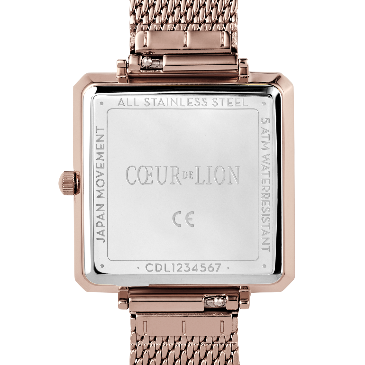 Montre Iconic Square Brilliant White Milanaise Acier Inoxydable Champagne