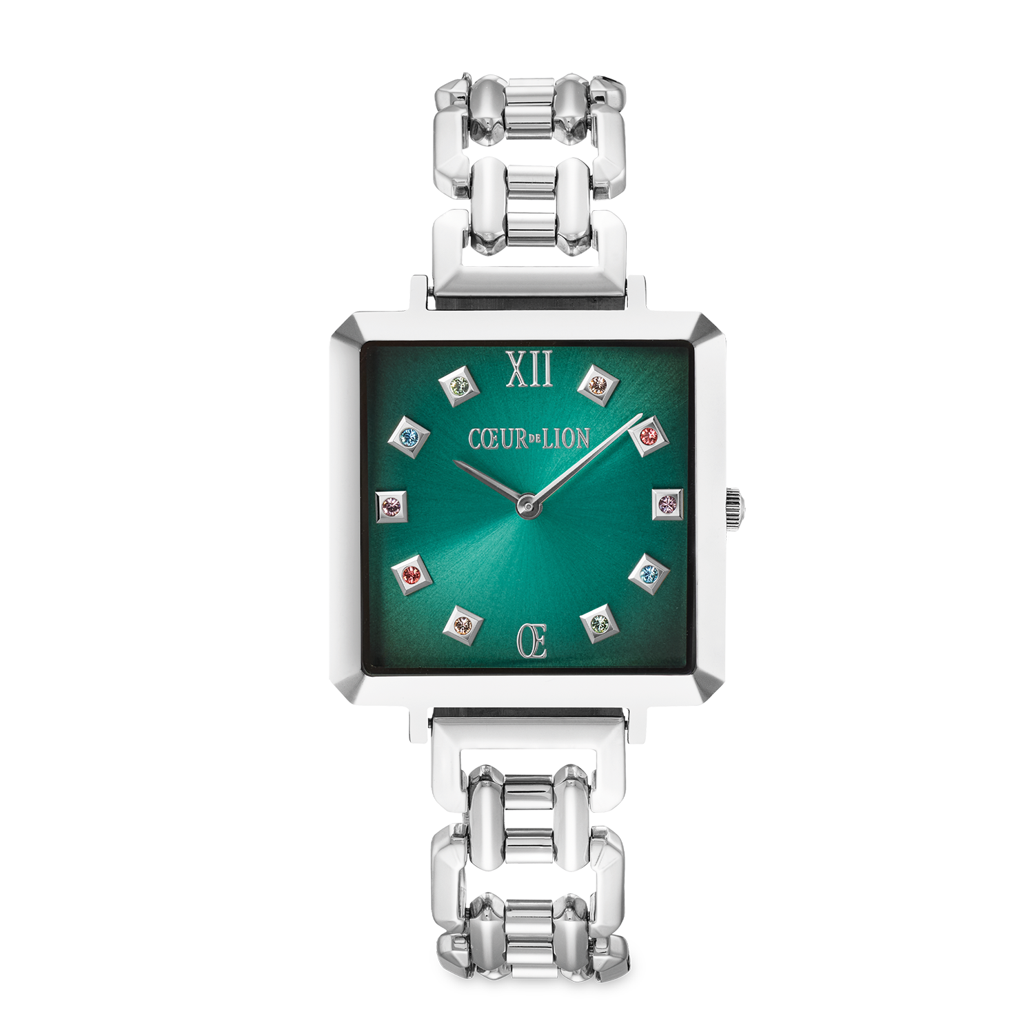 Coffret Cadeau Montre Iconic Cube Turquoise Glaze argent & Bracelet GeoCUBE® Iconic Magic argent