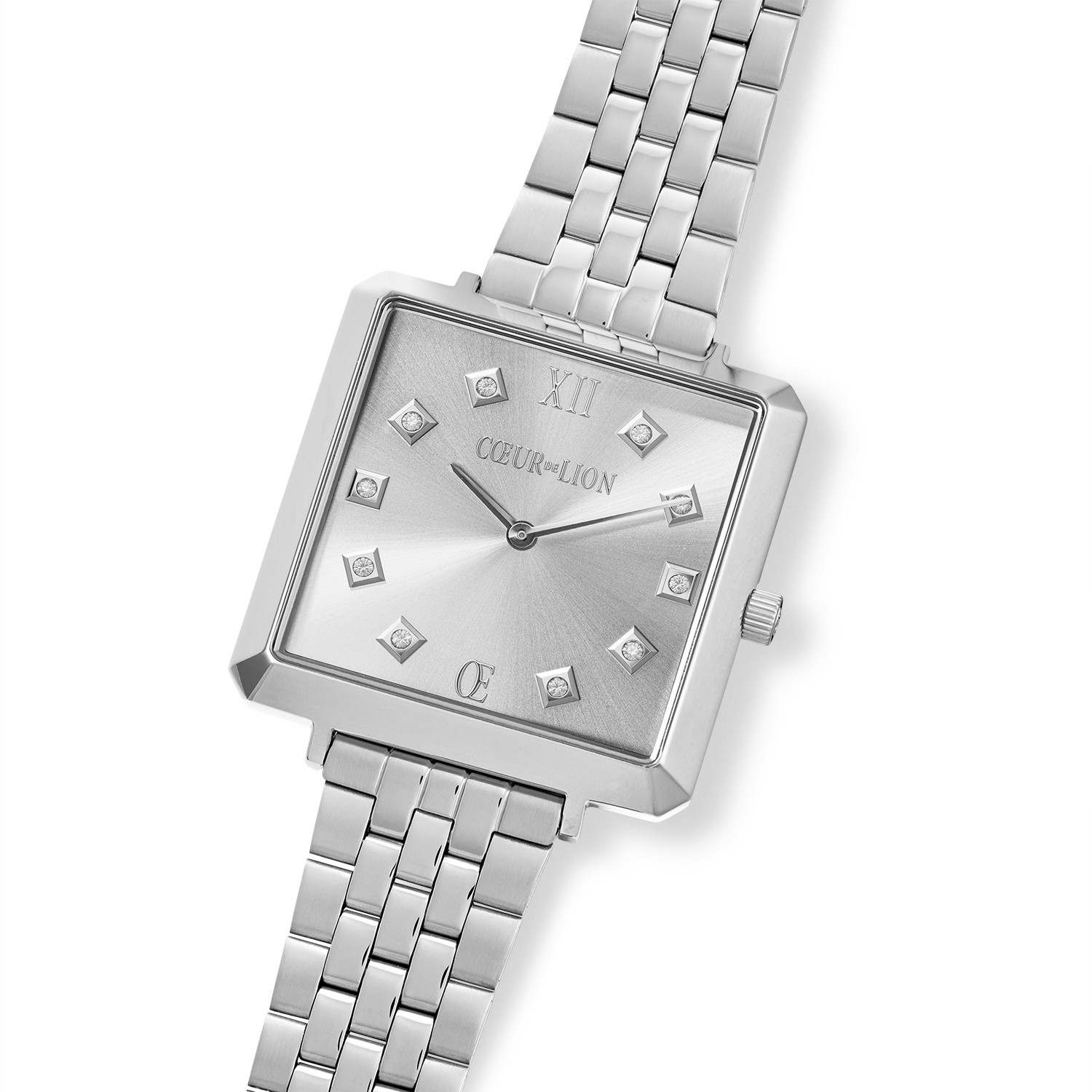 Montre Iconic Square Elegant Monochrome Silver Acier Inoxydable