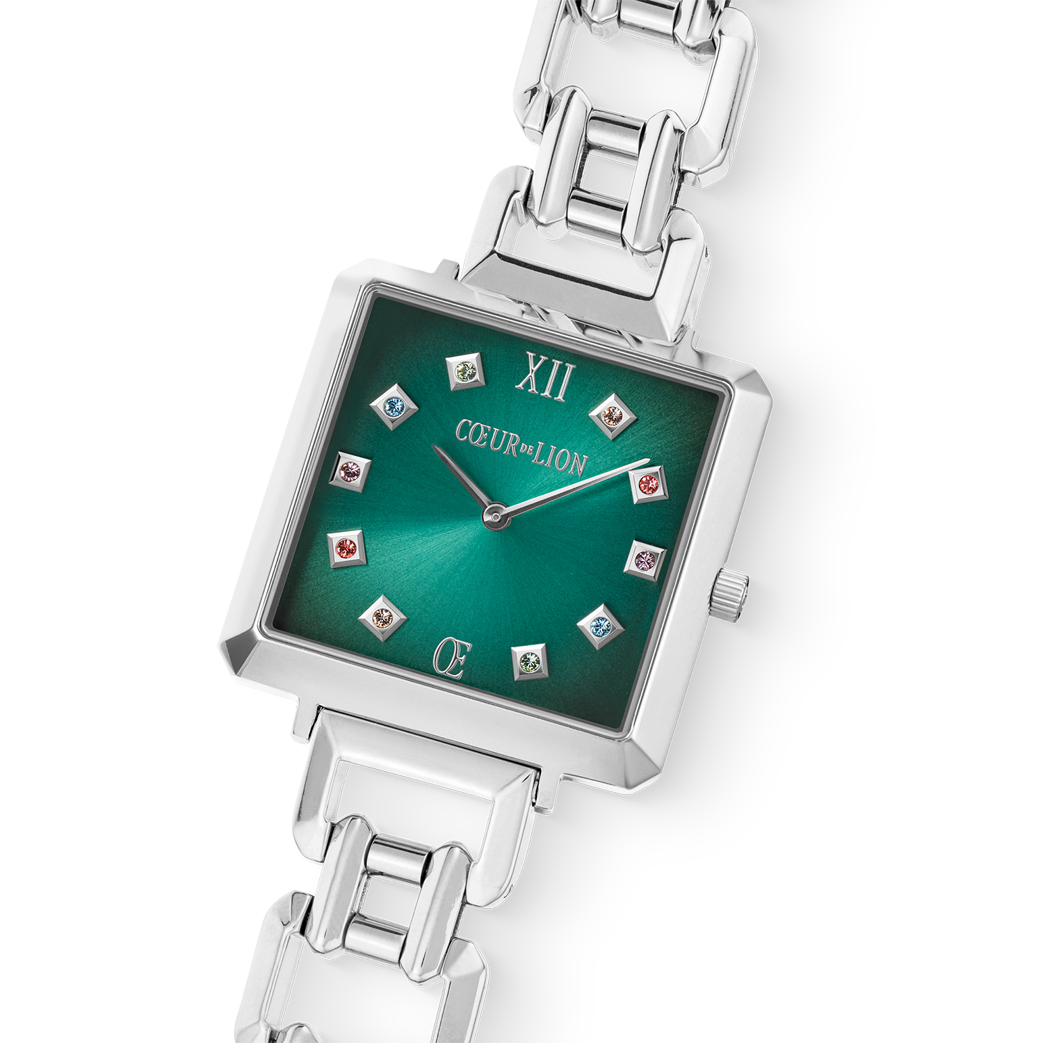 Montre Iconic Cube Turquoise Glaze Statement argent