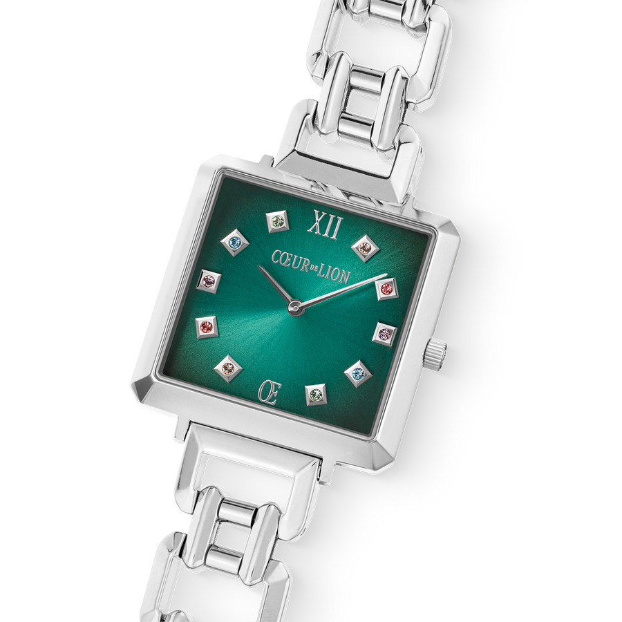 Montre Iconic Cube Turquoise Glaze Statement argent