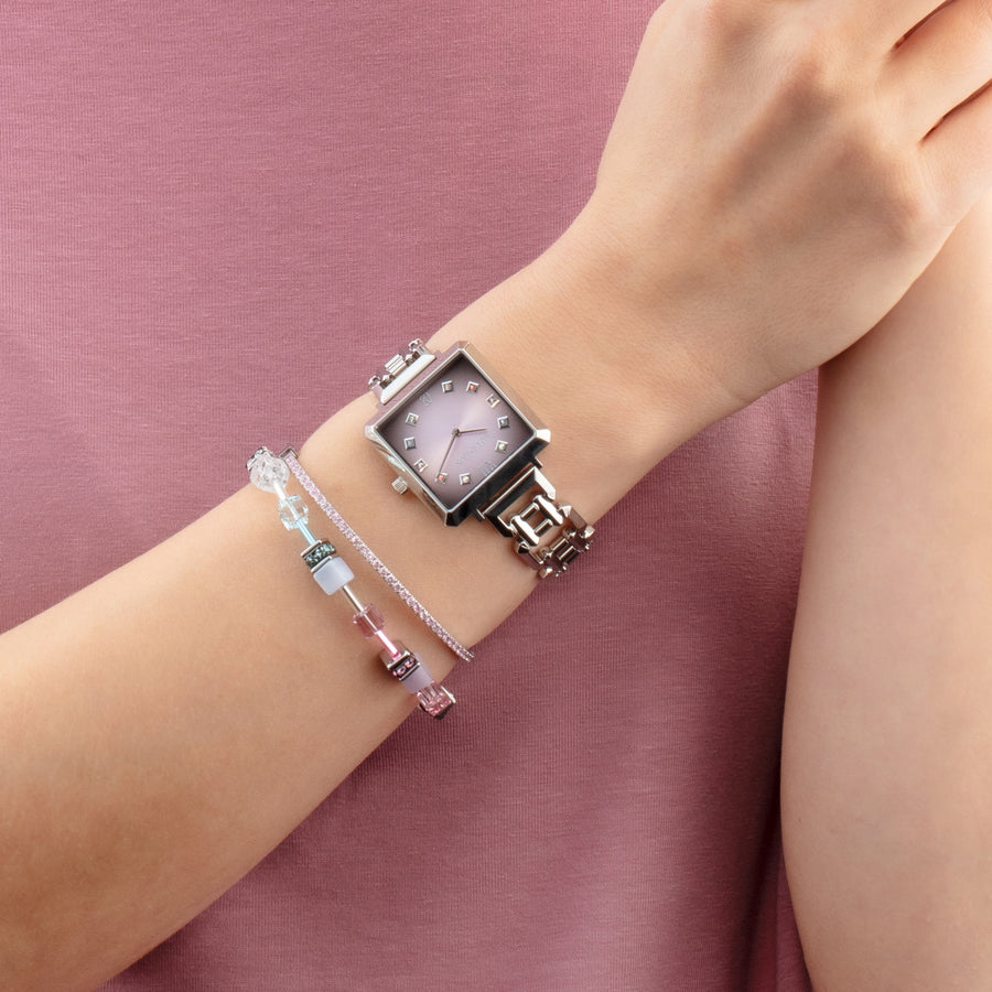 Montre Iconic Cube Orchid Ice Statement argent