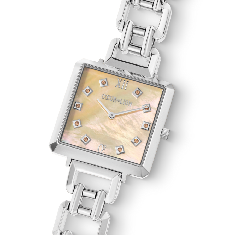 Montre Iconic Cube Apricot Crush Statement Argent