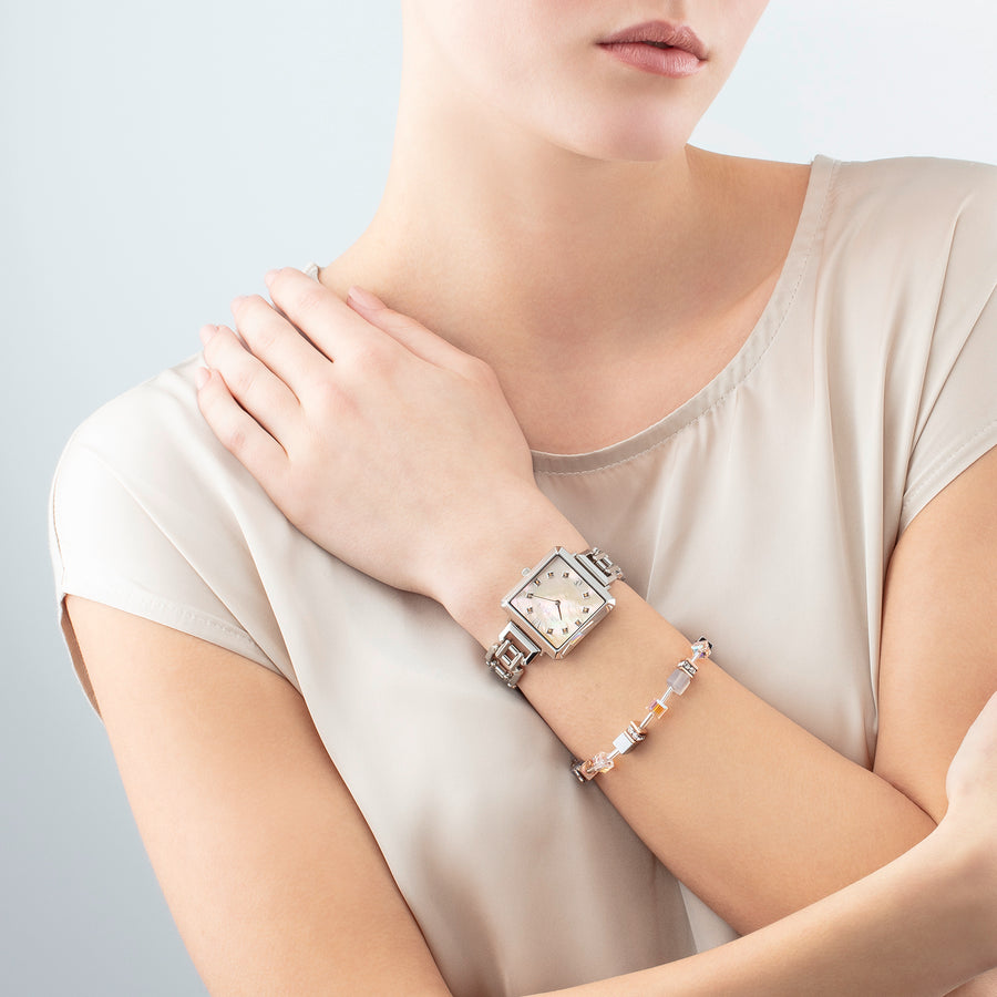 Montre Iconic Cube Apricot Crush Statement Argent