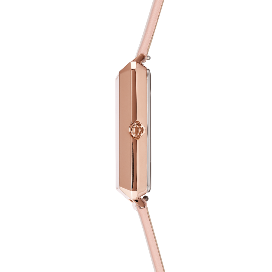 Montre Iconic Square Nacre Or Rose Bracelet Cuir Romantic Rose