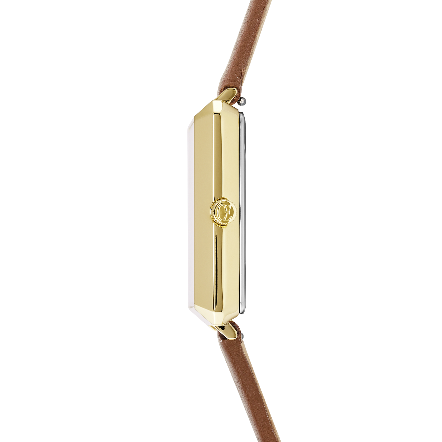 Montre Iconic Square Gold White Sunray Bracelet Cuir Classy Brun