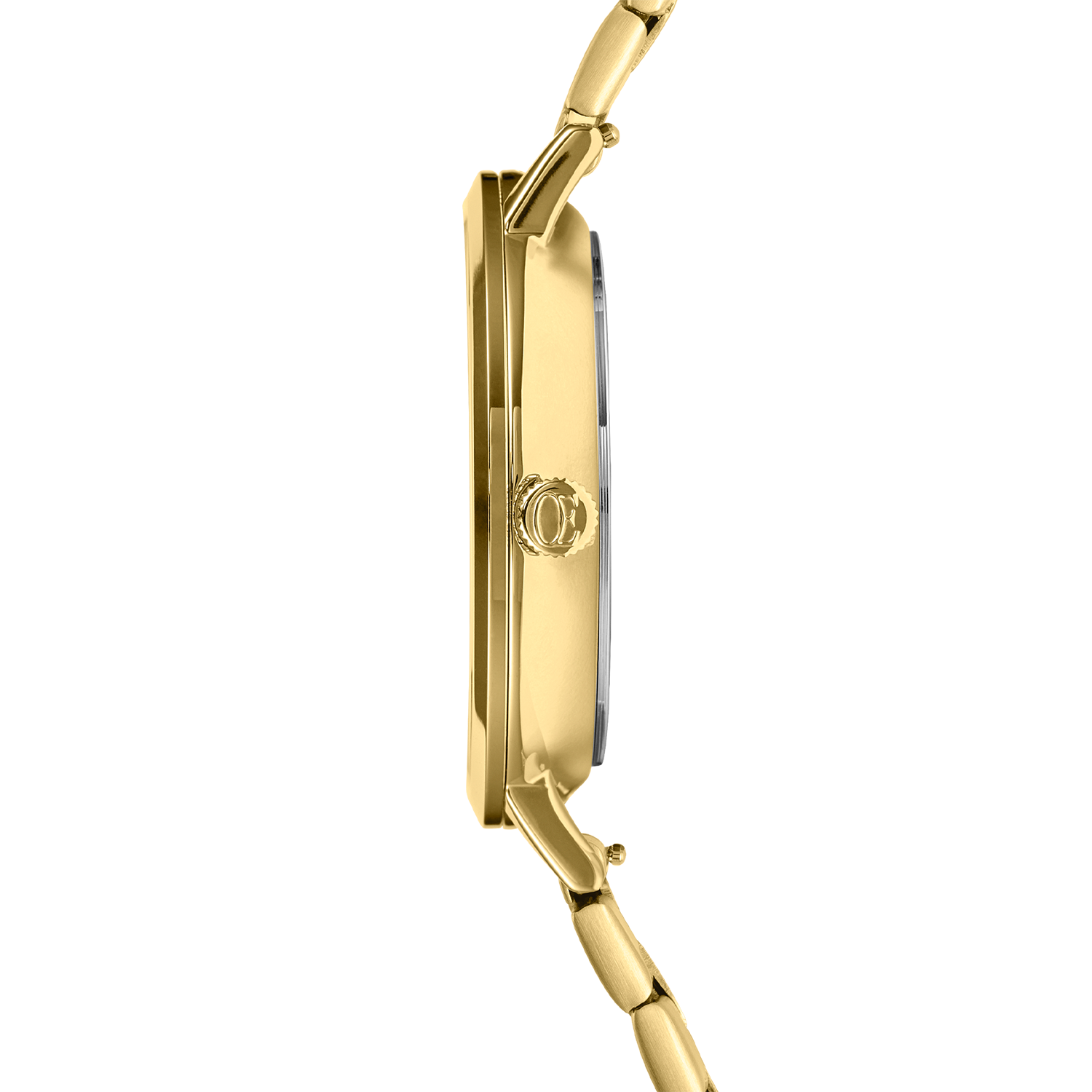 Montre Ronde Statement Unisex White Sunray Acier Inoxydable Or Satiné