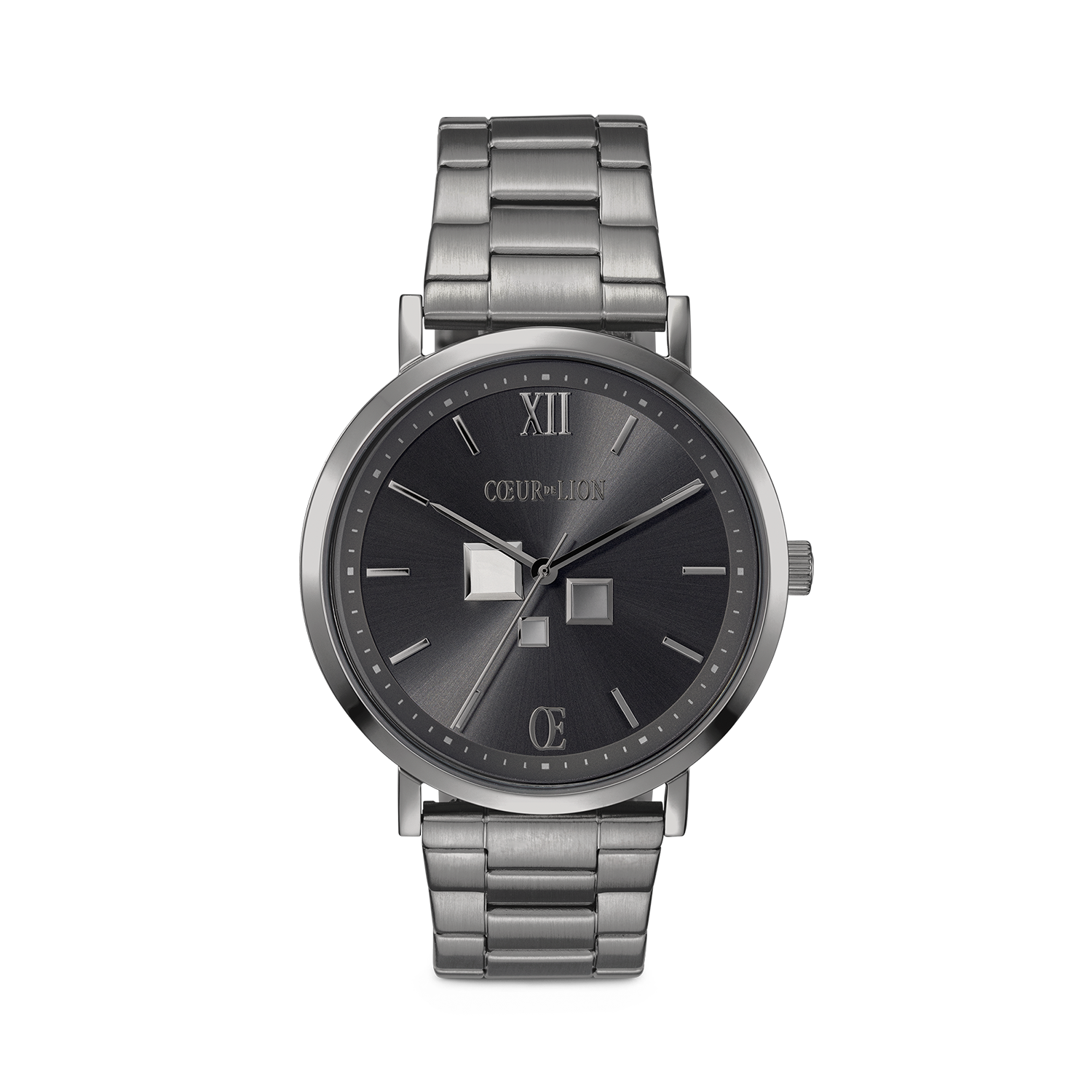 Montre Ronde Statement Unisex Anthracite Sunray Acier Inoxydable Light Gun Metal Satiné